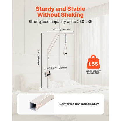 Trapezstange für Bettmobilität 125 kg Betttrapez mit Klemmen und Metallkette | EU