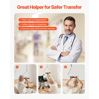 Trapezstange für Bettmobilität 125 kg Betttrapez mit Klemmen und Metallkette | EU