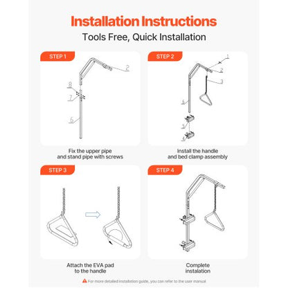 Trapezstange für Bettmobilität 125 kg Betttrapez mit Klemmen und Metallkette | EU