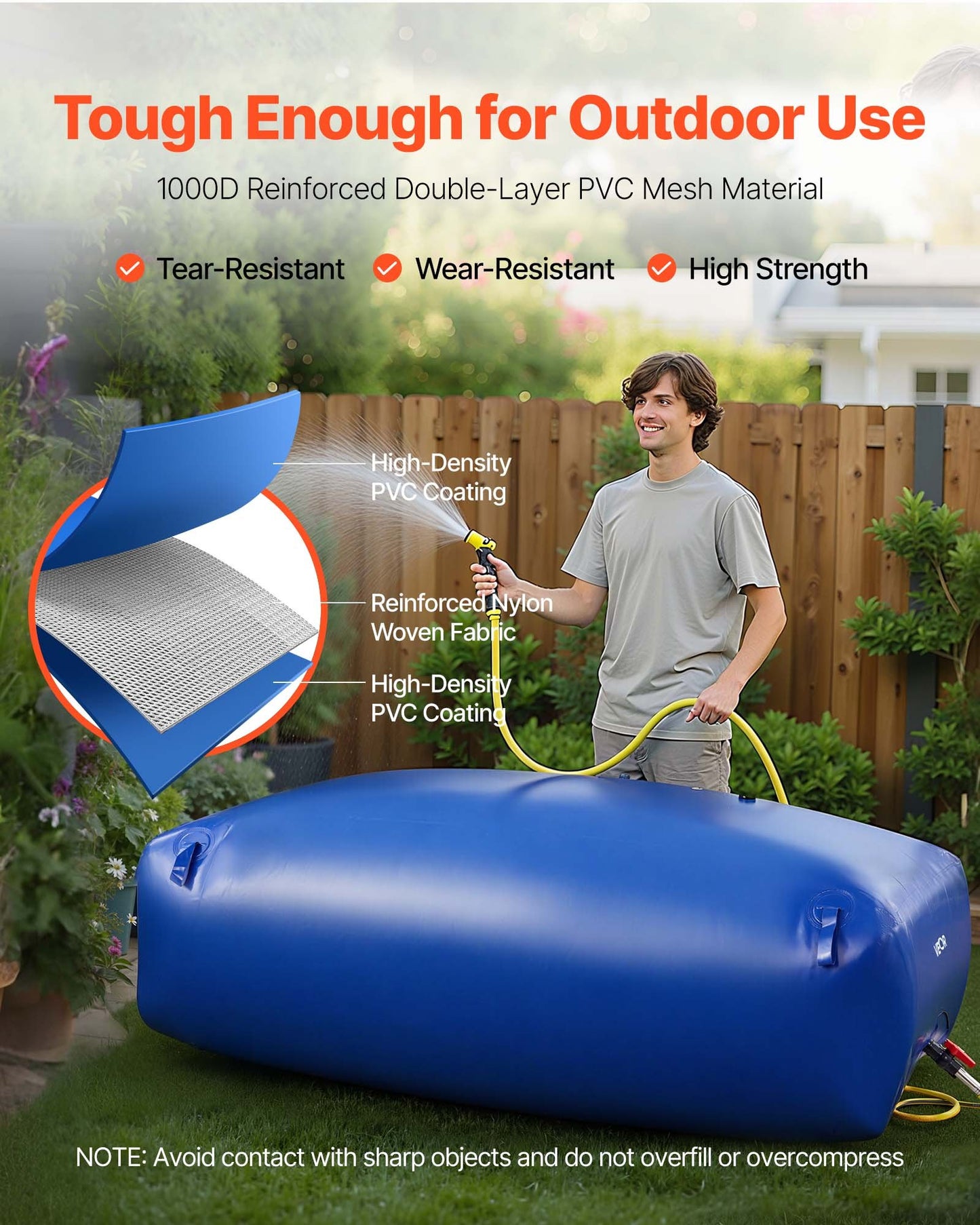 Water Storage Bladder 264.2 Gallon Large Capacity Water Bag, Portable & Collapsible Soft Waters Container, Leakproof & Tear-Resistant PVC Emergency Waters Storage Tank for RV Truck & Outdoor Use