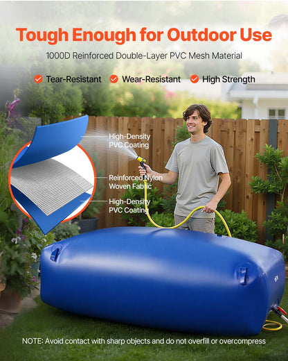 Water Storage Bladder 264.2 Gallon Large Capacity Water Bag, Portable & Collapsible Soft Waters Container, Leakproof & Tear-Resistant PVC Emergency Waters Storage Tank for RV Truck & Outdoor Use