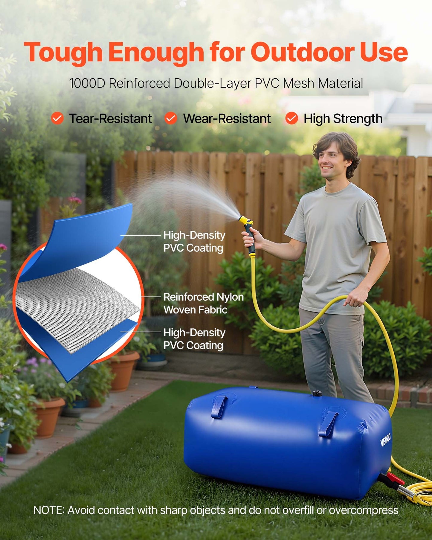 Water Storage Bladder 30 Gallon Large Capacity Water Bag, Portable & Collapsible Soft Waters Container, Leakproof & Tear-Resistant PVC Emergency Waters Storage Tank for RV Truck & Outdoor Use