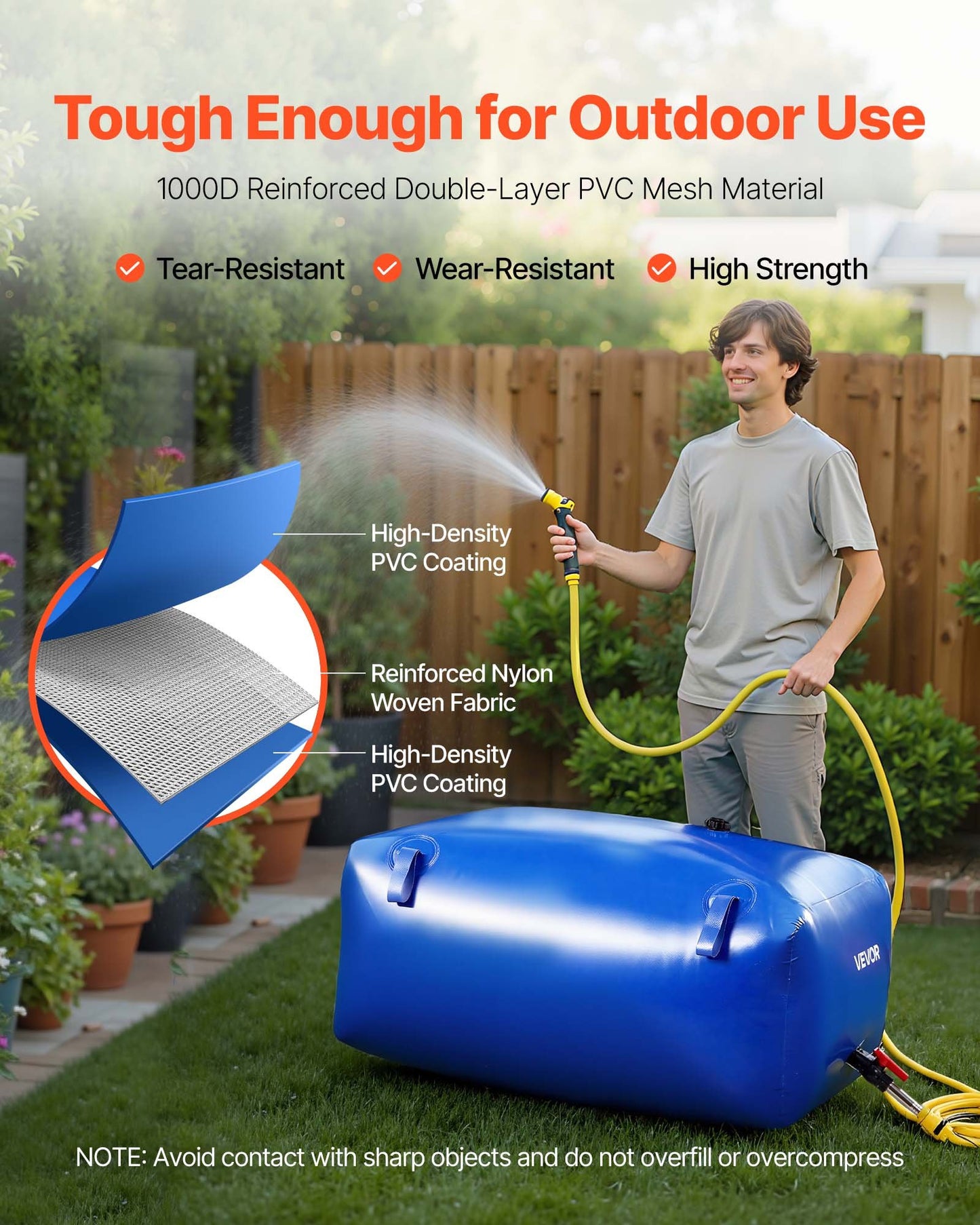 Water Storage Bladder 63.4 Gallon Large Capacity Water Bag, Portable & Collapsible Soft Waters Container, Leakproof & Tear-Resistant PVC Emergency Waters Storage Tank for RV Truck & Outdoor Use