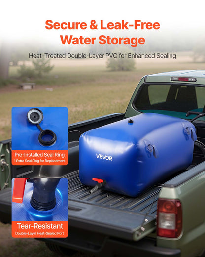 Water Storage Bladder 63.4 Gallon Large Capacity Water Bag, Portable & Collapsible Soft Waters Container, Leakproof & Tear-Resistant PVC Emergency Waters Storage Tank for RV Truck & Outdoor Use