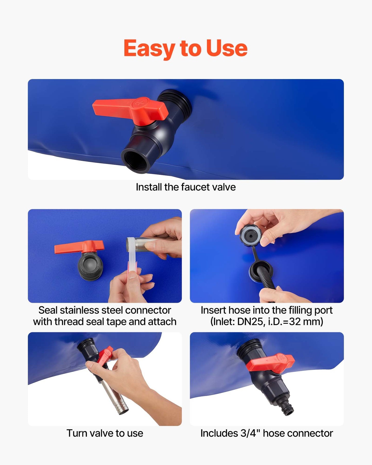 Water Storage Bladder 63.4 Gallon Large Capacity Water Bag, Portable & Collapsible Soft Waters Container, Leakproof & Tear-Resistant PVC Emergency Waters Storage Tank for RV Truck & Outdoor Use