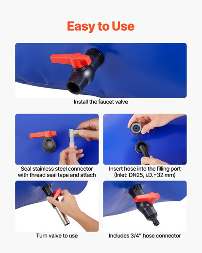 Water Storage Bladder 63.4 Gallon Large Capacity Water Bag, Portable & Collapsible Soft Waters Container, Leakproof & Tear-Resistant PVC Emergency Waters Storage Tank for RV Truck & Outdoor Use