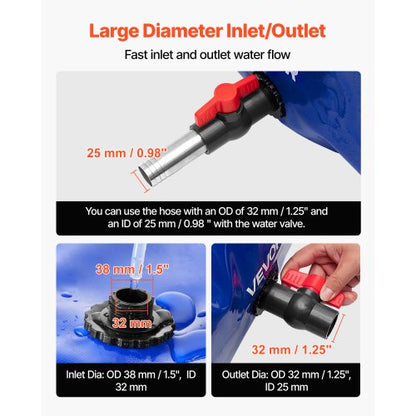 vattenlagringsblåsa, 1000L vattenlagringsbehållare, 1000D PVC extra stor kapacitet mjuk påseblåsa, hopfällbar och bärbar för trädgårdsbevattning, camping, husbil, brandskydd |  EU