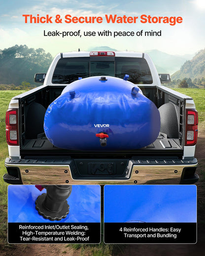 Water Storage Bladder, 87 Gallon (330L) Water Storage Container Tank, 1000D PVC Large Capacity Soft Bag Bladder, Collapsible Portable for Garden Irrigation, Camping, RVs, Fire Prevention, Blue