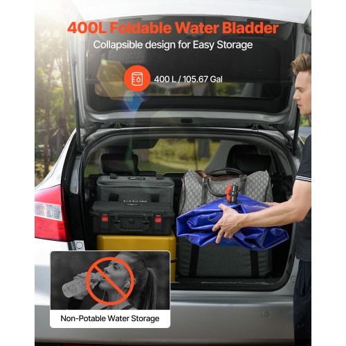 Vattenlagringsblåsa, 400L Vattenlagringsbehållare, 1000D PVC Storkapacitet Mjuk Påseblåsa, Hopfällbar Bärbar För Trädgårdsbevattning, Camping, Husbil, Brandskydd - Blå |  EU