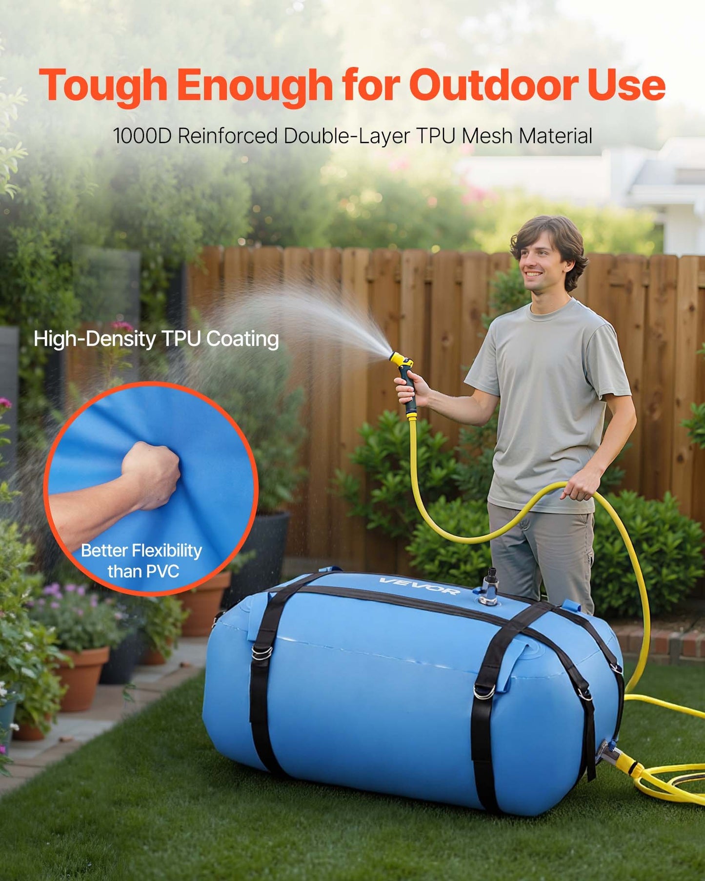 Water Storage Bladder, 35 Gallon Large Capacity TPU Soft Water Bag, Portable & Collapsible Water Storage Containers, Leakproof & Wear-Resistant RV Waters Tank for Camping Irrigation Outdoor Use