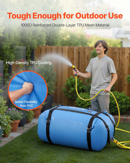 Water Storage Bladder, 35 Gallon Large Capacity TPU Soft Water Bag, Portable & Collapsible Water Storage Containers, Leakproof & Wear-Resistant RV Waters Tank for Camping Irrigation Outdoor Use