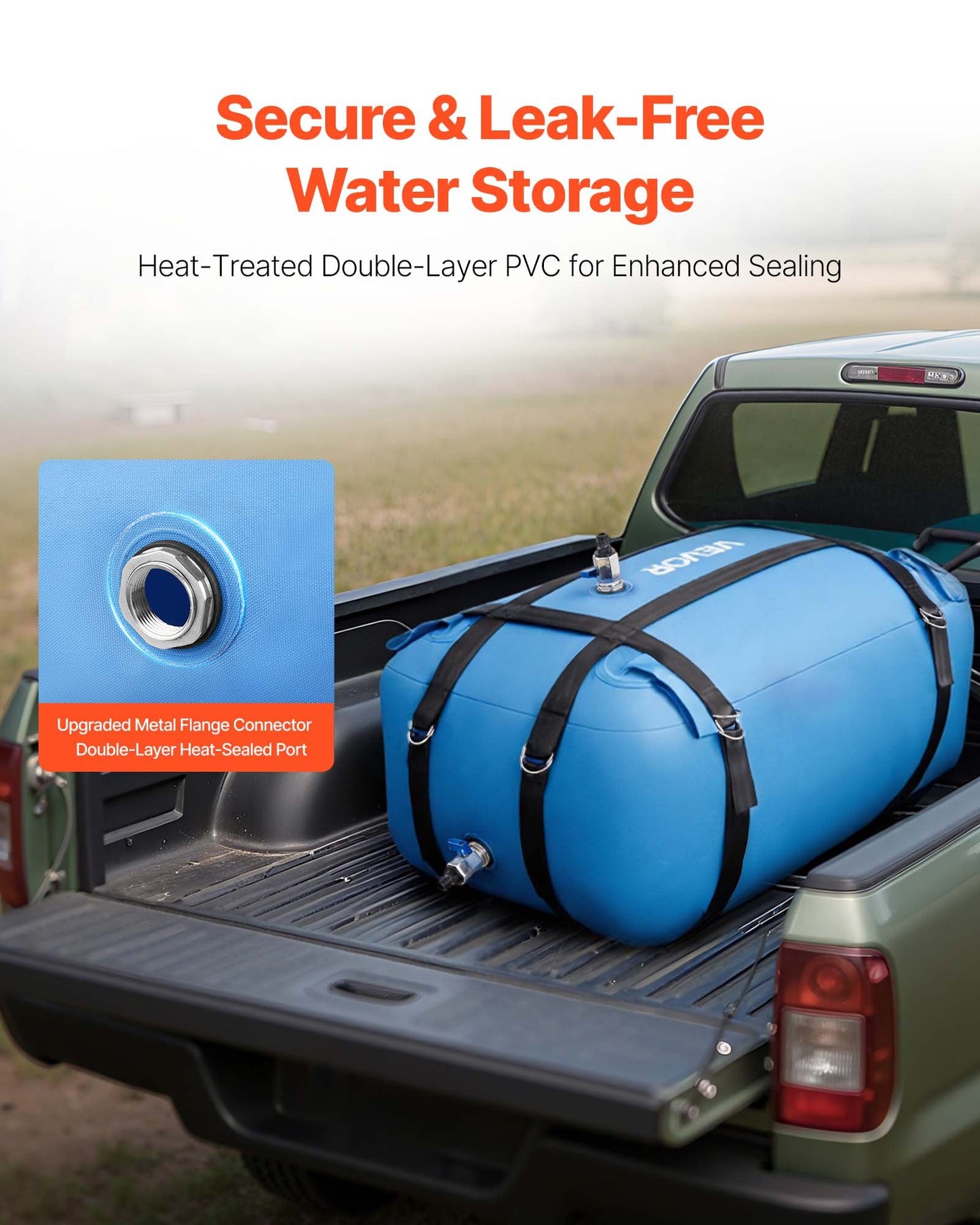 Water Storage Bladder, 35 Gallon Large Capacity TPU Soft Water Bag, Portable & Collapsible Water Storage Containers, Leakproof & Wear-Resistant RV Waters Tank for Camping Irrigation Outdoor Use