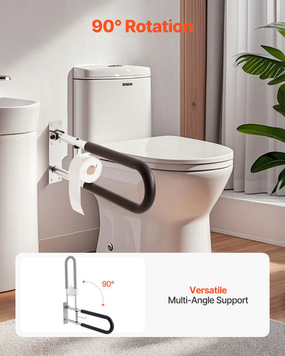 Faltbarer Toiletten-Sicherheitsbügel, 76,2 cm, 136,4 kg Tragkraft, mit Papierhalter