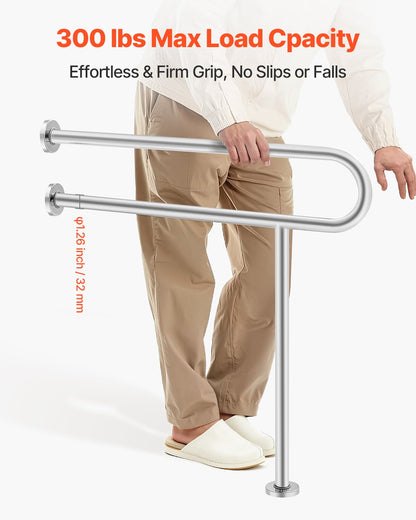 Toalettsäkerhetsskena med ben 31.5In 300lb Kapacitet Rostfritt stål Handtag