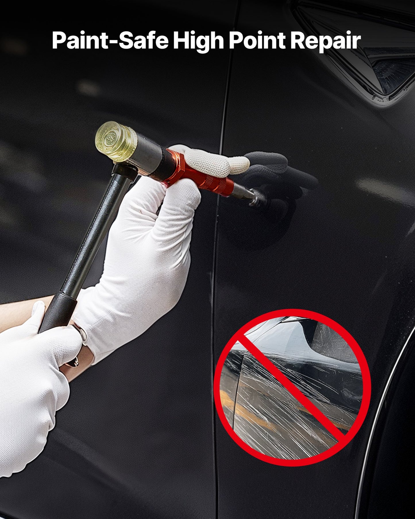 Dent Puller Kit, Paintless Car Dent Removal Tool, Auto Fender Damage Repair Puller Lifter with Curved Rod, Crowbar, Rubber Hammer, Airbag, Detachable & Repair Pens, Replacement Heads Tools Kit