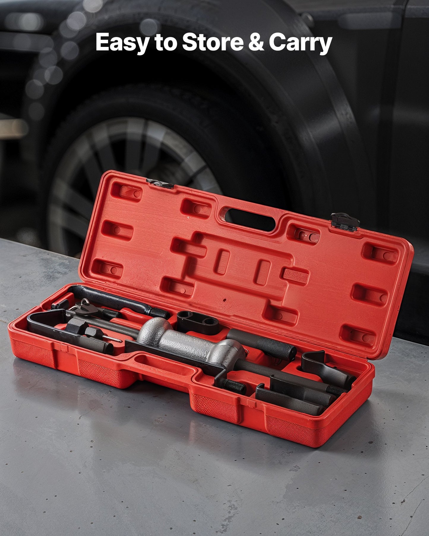 Dent Puller Kit, 10 lbs 13-in-1 Slide Hammer Dent Removal Kit, Heavy-Duty Auto Body Truck Repair Automotive Damage Remover Tool Repair Frame with Carrying Case, Extension Rod, Non-Slip Handle