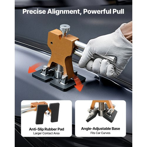 Bucklor Kit, 61 delar lackfri bucklorborttagningskit med gyllene lyftare, glidhammare, T-stång, limpistol, verktyg för bilkarosseri, hagelskador, reparation av bilkylskåp, stor liten dörrreparation |  EU