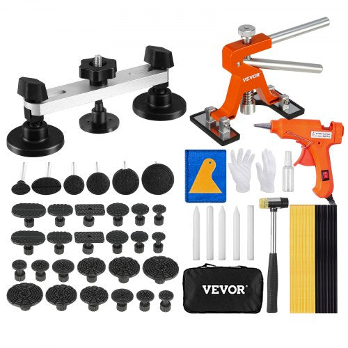 56 PCS Dent Removal Kit, Paintless Dent Repair Kit with Golden Lifter, Bridge Puller, Car Dent Puller with Puller Tabs, Hot Glue Gun for Auto Body Dents, Hail Damage, Door Ding