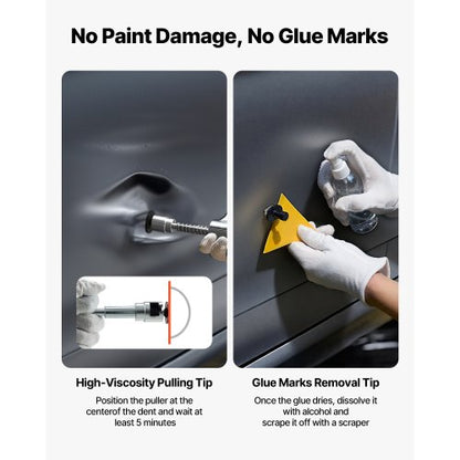 bucklaborrningssats, 100 st. lackfri bucklaborrningssats med gyllene lyftare, bryggavdragare, glidhammare, T-stång, limpistol, verktyg för borttagning av hagelskador på bilkarosser för reparation av bucklor i bilkylskåpsdörrar |  EU
