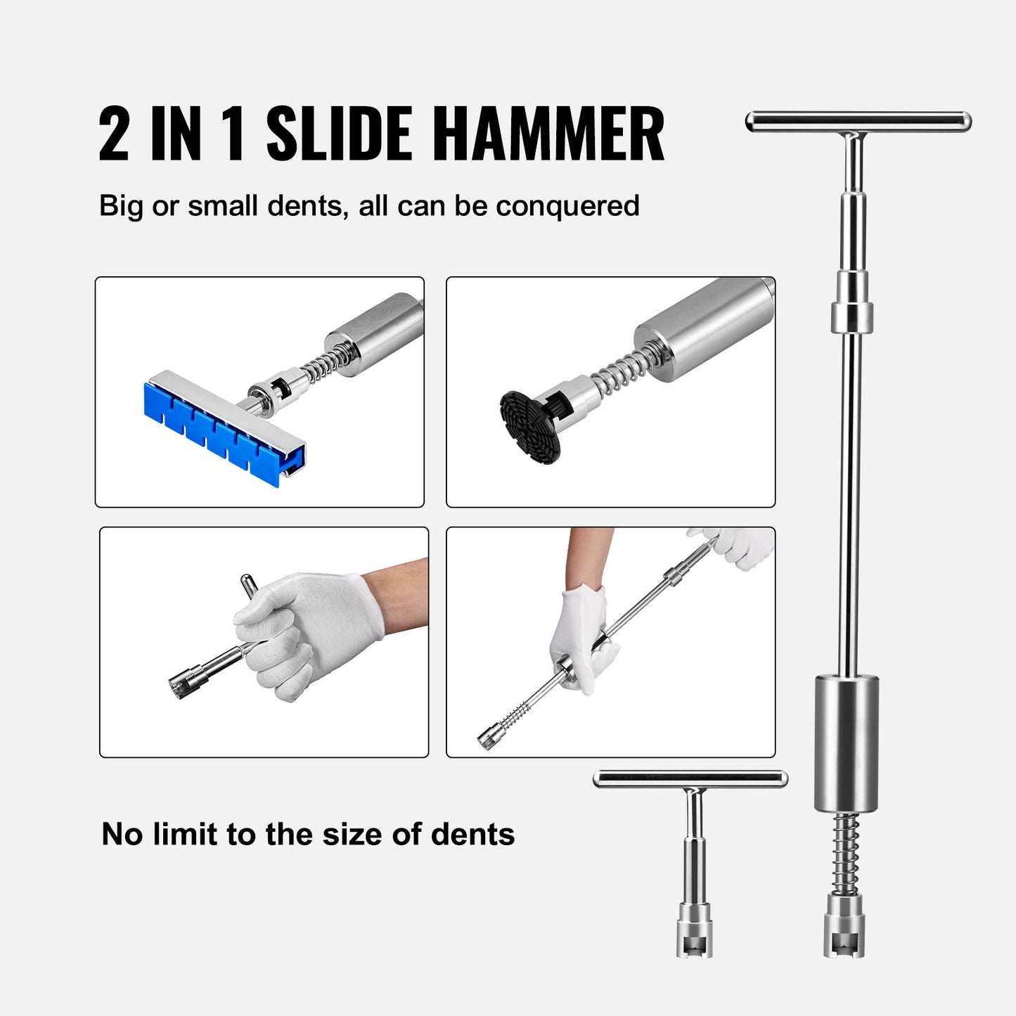 107 PCS Dent Removal Kit, Paintless Dent Repair Kit with Golden Lifter, Bridge Puller, Slide Hammer T-bar Dent Puller, Suction Cup Dent Puller for Auto Body Dents, Hail Damage, Door Ding