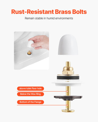 Toilet Wax Ring Kit, 1.6-Inch Extra Thick Wax Ring for Toilet Bowls with Rust-Resistant Brass Bolts, Caps and Washers, Fits 3-Inch or 4-Inch Drain Pipes, Superior Sealing Performance