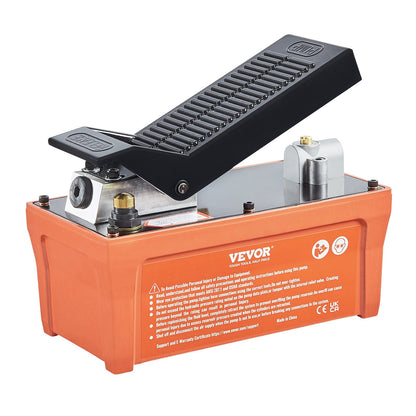Air Hydraulic Pump, 10,000 PSI 1/2 Gal Reservoir, NPT 3/8" Oil Outlet, NPT 1/4" Inlet, 6.6 ft Pipe, Foot Actuated Hydraulic Pump Air Treadle for Auto Body Frame Machines and Pulling Post, Orange