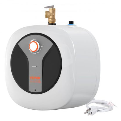 Electric Mini-Tank Water Heater 2.5-Gallon Tank, 1440W Hot Water Boiler Storage, Safety Temperature Pressure Valve Easy Install, for Kichen Bathroom Restaurant, Shelf Wall Floor Mounted