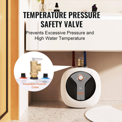 Electric Mini-Tank Water Heater 4-Gallon Tank, 1440W Hot Water Boiler Storage, Safety Temperature Pressure Valve Easy Install, for Kichen Bathroom Restaurant, Shelf Wall Mounted