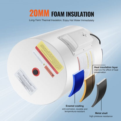 10 Gallon Electric Water Heater Instant Hot 1.6Kw LED Display for Shower | EU