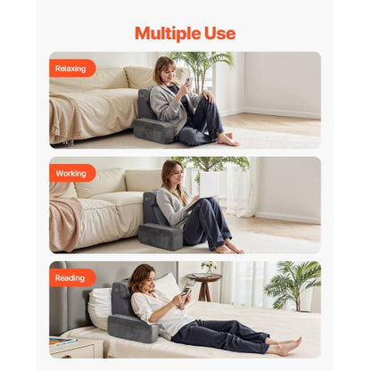 Lesekissen Rückenkissen mit abnehmbarer &amp; 3 Taschen Kopfstütze