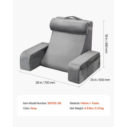 Lesekissen Rückenkissen mit abnehmbarer &amp; 3 Taschen Kopfstütze