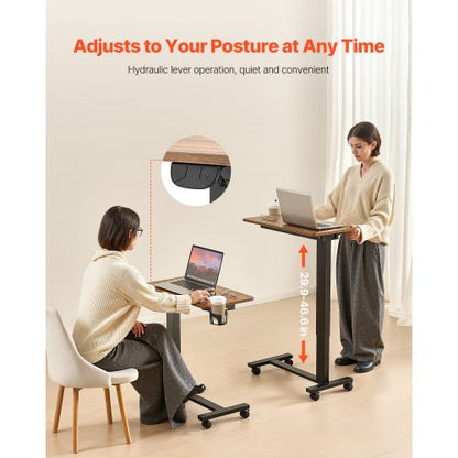 Översängsbord Mobilt sängbord Sidoskrivbord med elektrisk lyft och 4 hjul i trä |  EU