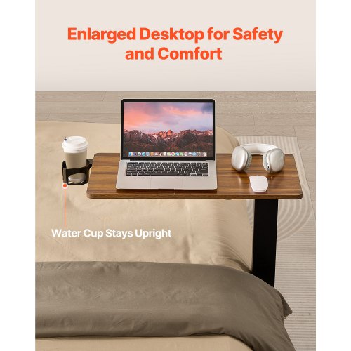 Översängsbord Mobilt sängbord Sidoskrivbord med elektrisk lyft och 4 hjul i trä |  EU