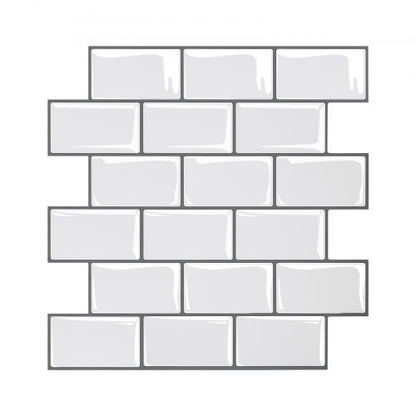 Peel and Stick Backsplash 10-Sheet, 12 x 12 x 0.78 inch / 305 x 305 x 2.0 mm Self-Adhesive Wall Tiles, Stick on Subway Tile Backsplash for Kitchen, 3D Back Splashes for Bathroom, Tile-Look