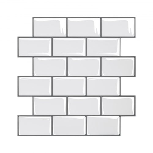 Peel and Stick Backsplash 10-Sheet, 12 x 12 x 0.78 inch / 305 x 305 x 2.0 mm Self-Adhesive Wall Tiles, Stick on Subway Tile Backsplash for Kitchen, 3D Back Splashes for Bathroom, Tile-Look