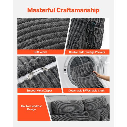 Huvudgavelkudde Queen Wedge Huvudgavelkudde med 2 fickor och nackstöd