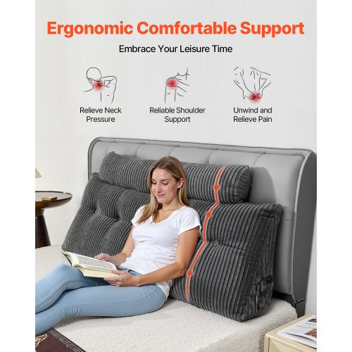 Huvudgavelkudde Queen Wedge Huvudgavelkudde med 2 fickor och nackstöd