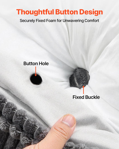 Headboard Pillow, Queen Size Wedge Headboard Pillow with 2 Side Pockets and 2 Headrests, Bed Wedge Pillow with Washable Flannel Cloth, for Reading, Gaming, Resting, Working in Bed, Grey