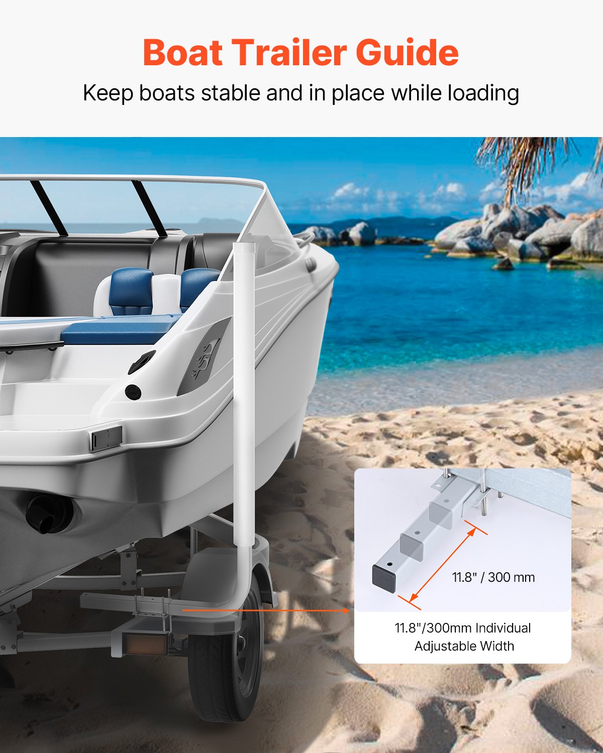 Boat Trailer Guide, 40″ Adjustable Design Trailer Guide Poles, 2PCS High-Hardness Steel Trailer Guide-Ons, Trailer Guides with PVC Pipe Posts, for Ski Boat, Fishing Boat or Sailboat Trailer