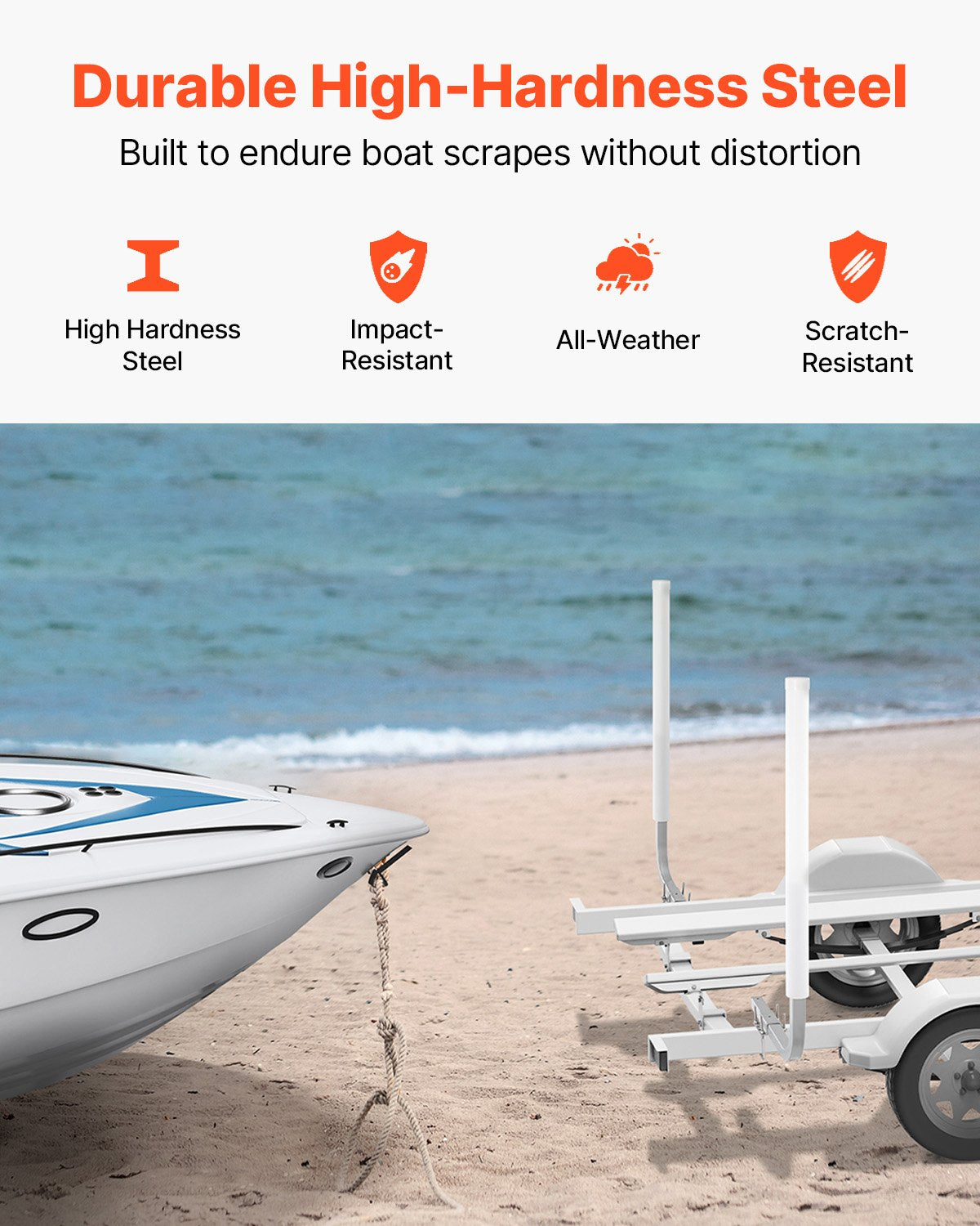 Boat Trailer Guide, 40″ Adjustable Design Trailer Guide Poles, 2PCS High-Hardness Steel Trailer Guide-Ons, Trailer Guides with PVC Pipe Posts, for Ski Boat, Fishing Boat or Sailboat Trailer