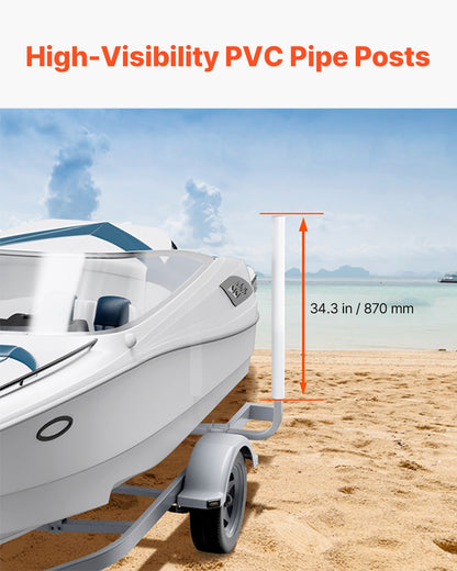 Boat Trailer Guide, 40″ Adjustable Design Trailer Guide Poles, 2PCS High-Hardness Steel Trailer Guide-Ons, Trailer Guides with PVC Pipe Posts, for Ski Boat, Fishing Boat or Sailboat Trailer