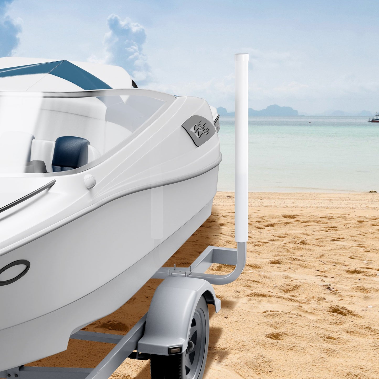 Boat Trailer Guide, 40″ Adjustable Design Trailer Guide Poles, 2PCS High-Hardness Steel Trailer Guide-Ons, Trailer Guides with PVC Pipe Posts, for Ski Boat, Fishing Boat or Sailboat Trailer