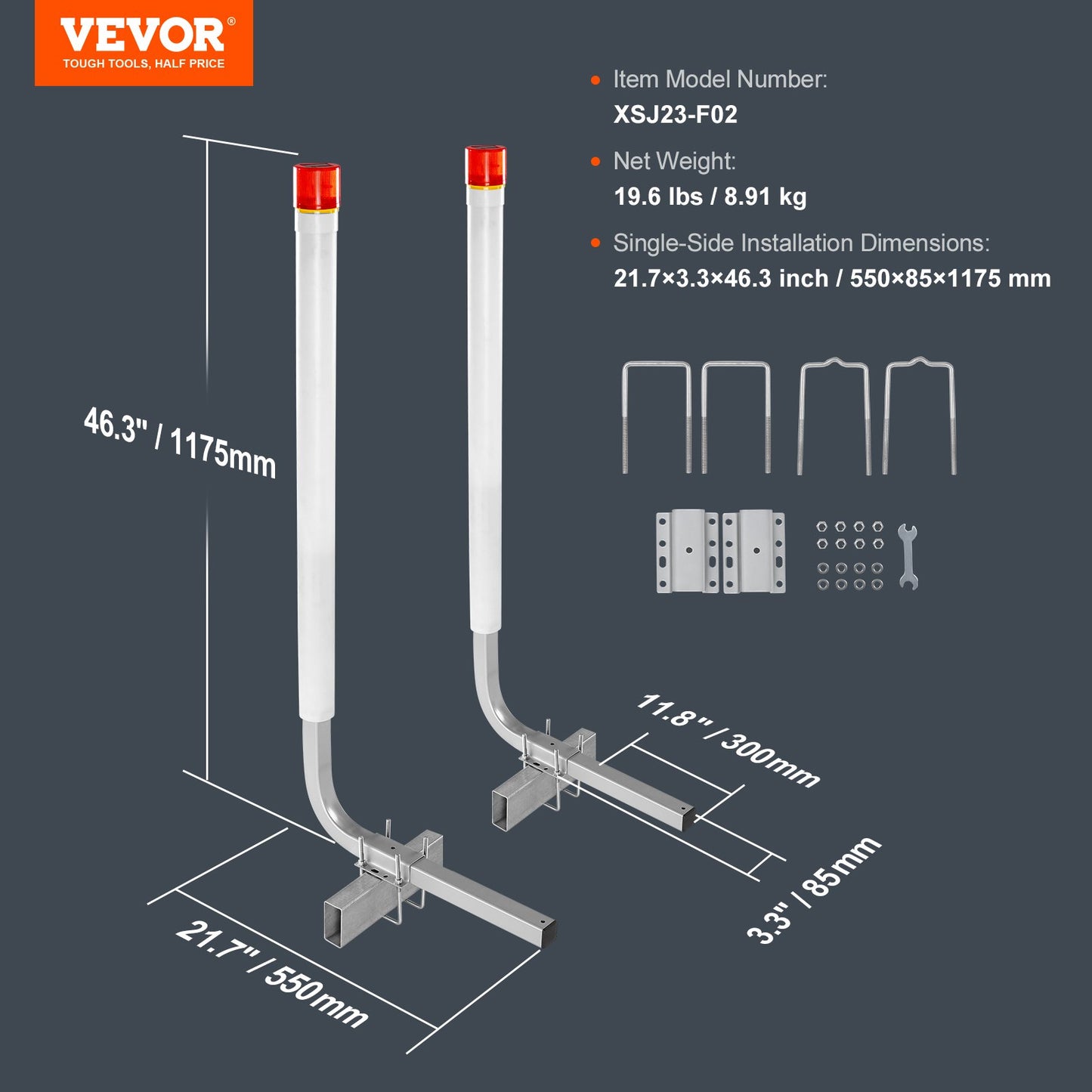 Marine Trailer Guide Set, 46” LED Illuminated Guide Poles, Pair of Steel, Corrosion-Resistant, with PVC Covering, Suitable for Ski, Fishing, and Sailboat Trailers 2024