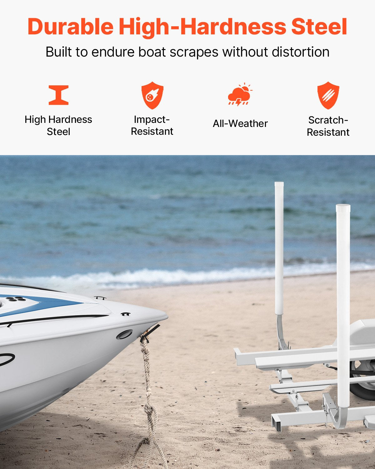 Boat Trailer Guide, 48″ Adjustable Design Trailer Guide Poles, 2PCS High-Hardness Steel Trailer Guide-Ons, Trailer Guides with PVC Pipes, for Ski Boat, Fishing Boat or Sailboat Trailer