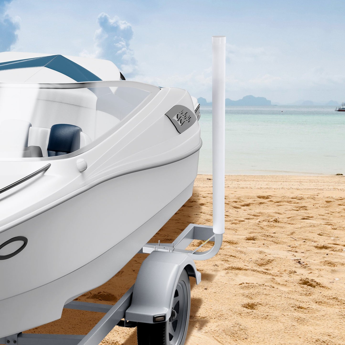 Boat Trailer Guide, 48″ Adjustable Design Trailer Guide Poles, 2PCS High-Hardness Steel Trailer Guide-Ons, Trailer Guides with PVC Pipes, for Ski Boat, Fishing Boat or Sailboat Trailer