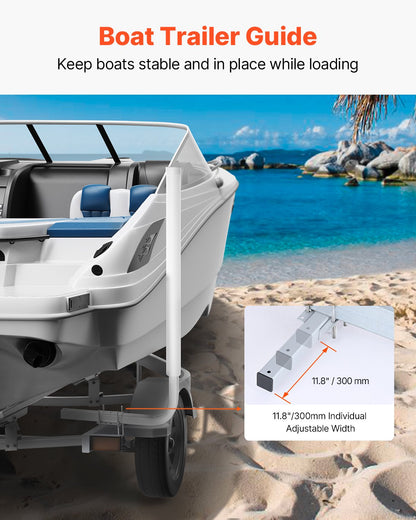 Boat Trailer Guide, 60″ Adjustable Design Trailer Guide Poles, 2PCS High-Hardness Steel Trailer Guide-Ons, Trailer Guides with PVC Pipes, for Ski Boat, Fishing Boat or Sailboat Trailer