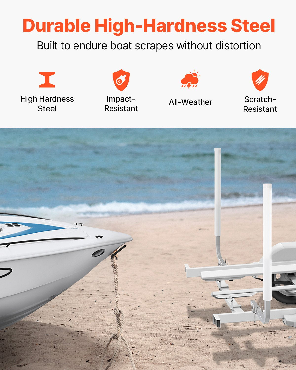 Boat Trailer Guide, 60″ Adjustable Design Trailer Guide Poles, 2PCS High-Hardness Steel Trailer Guide-Ons, Trailer Guides with PVC Pipes, for Ski Boat, Fishing Boat or Sailboat Trailer
