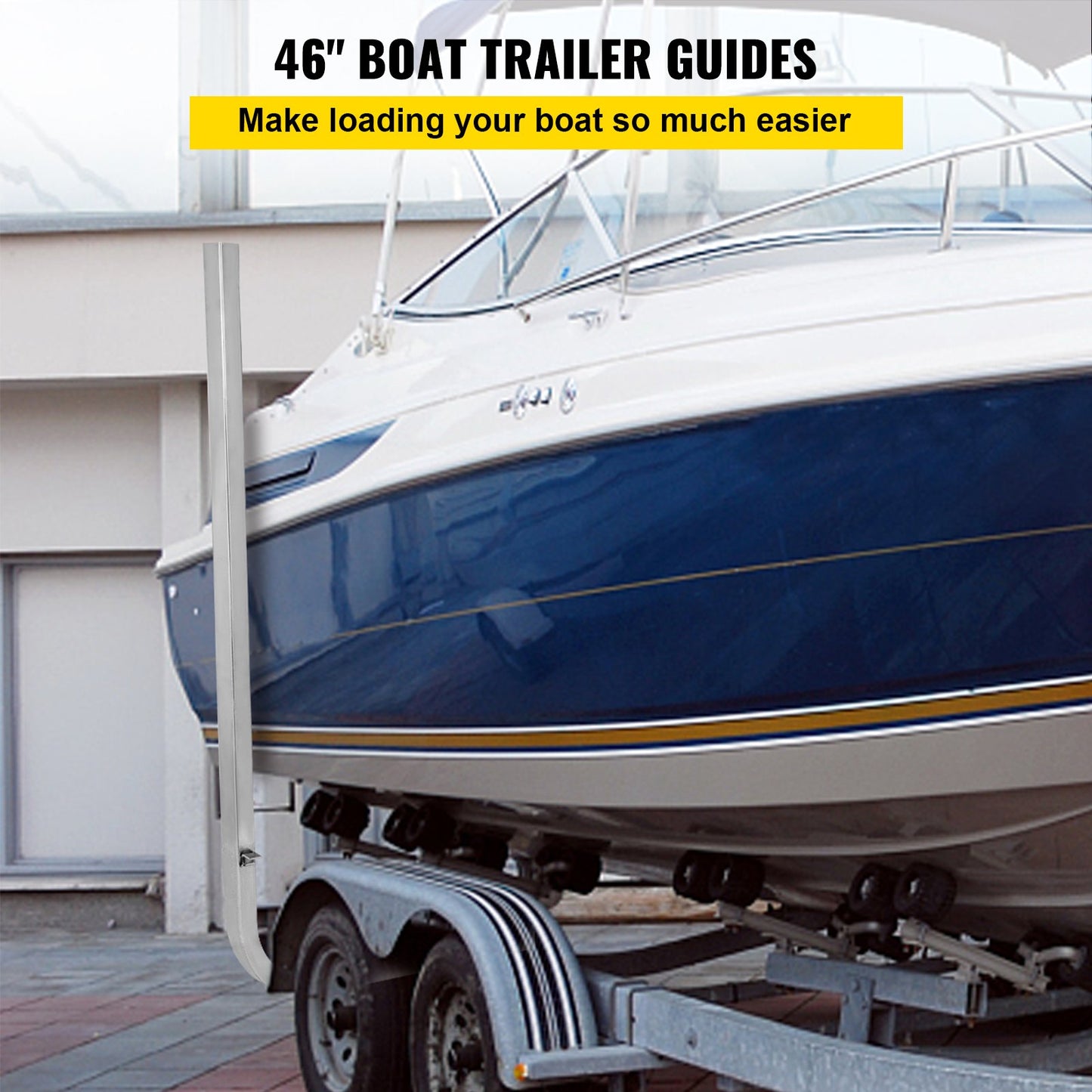 Boat Trailer Guide-ons, 46\", ett par aluminium Trailer Guider, rostbeständiga trailerguider med justerbar bredd, monteringsdelar ingår, för skidbåt, fiskebåt eller segelbåt trailer
