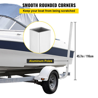 Boat Trailer Guide-ons, 46\", ett par aluminium Trailer Guider, rostbeständiga trailerguider med justerbar bredd, monteringsdelar ingår, för skidbåt, fiskebåt eller segelbåt trailer