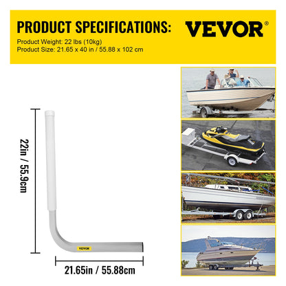 Boat Trailer Guide-on, 22\", 2PCS Steel Trailer Post Guide ons, with White PVC Tube Covers, Complete Mounting Accessories Included, for Ski Boat, Fishing Boat or Sailboat Trailer